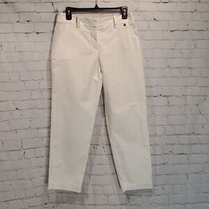 Trina Turk ankle length slim pant in white